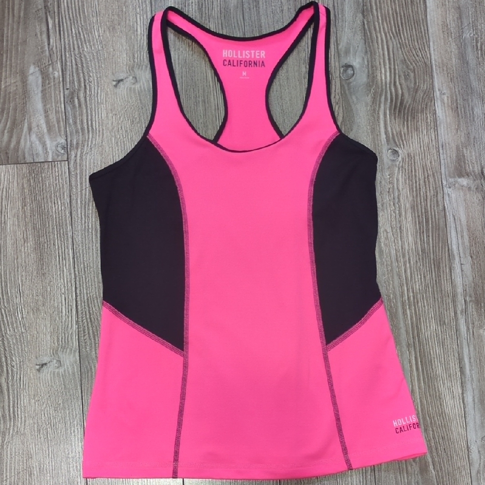 5/$25 Hollister Women's Vibrant Pink and Black Tank Top M